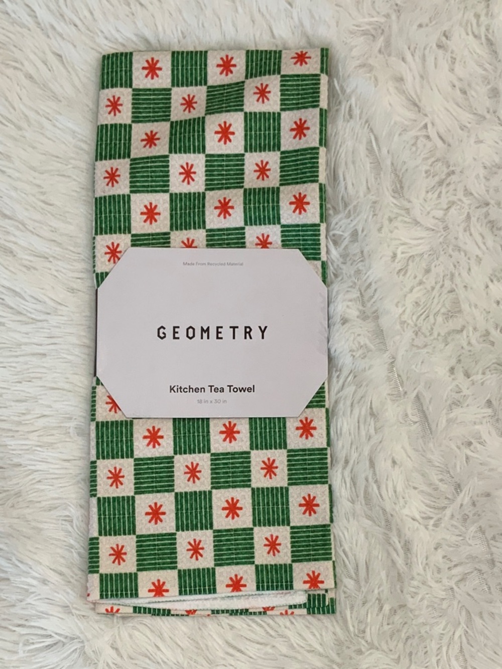 Geometry Green & Red Check Kitchen Tea Towel